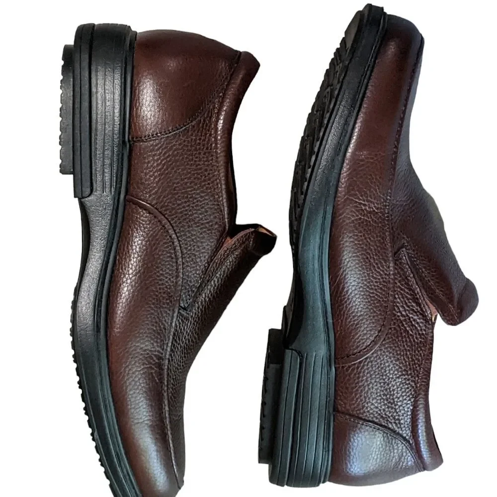 Gravity Defyer brown men's pebbled leather TB8141B rubber sole comfort loafer 11
